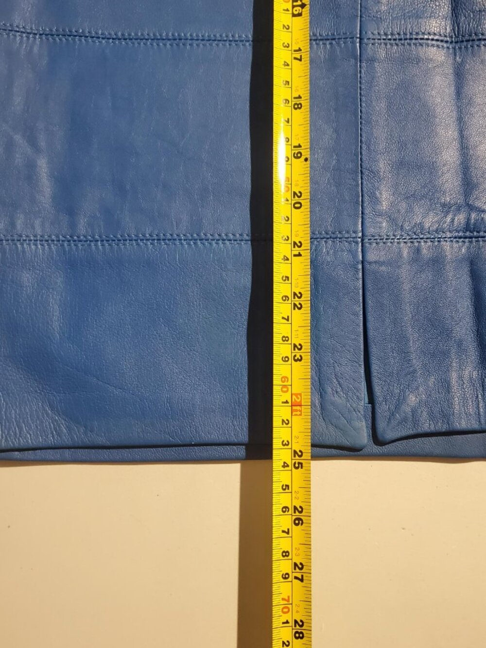 La Nouvelle Renaissance Blue Leather Pencil Skirt Vintage/Y2K - Marked size 10 - Picture 11 of 16